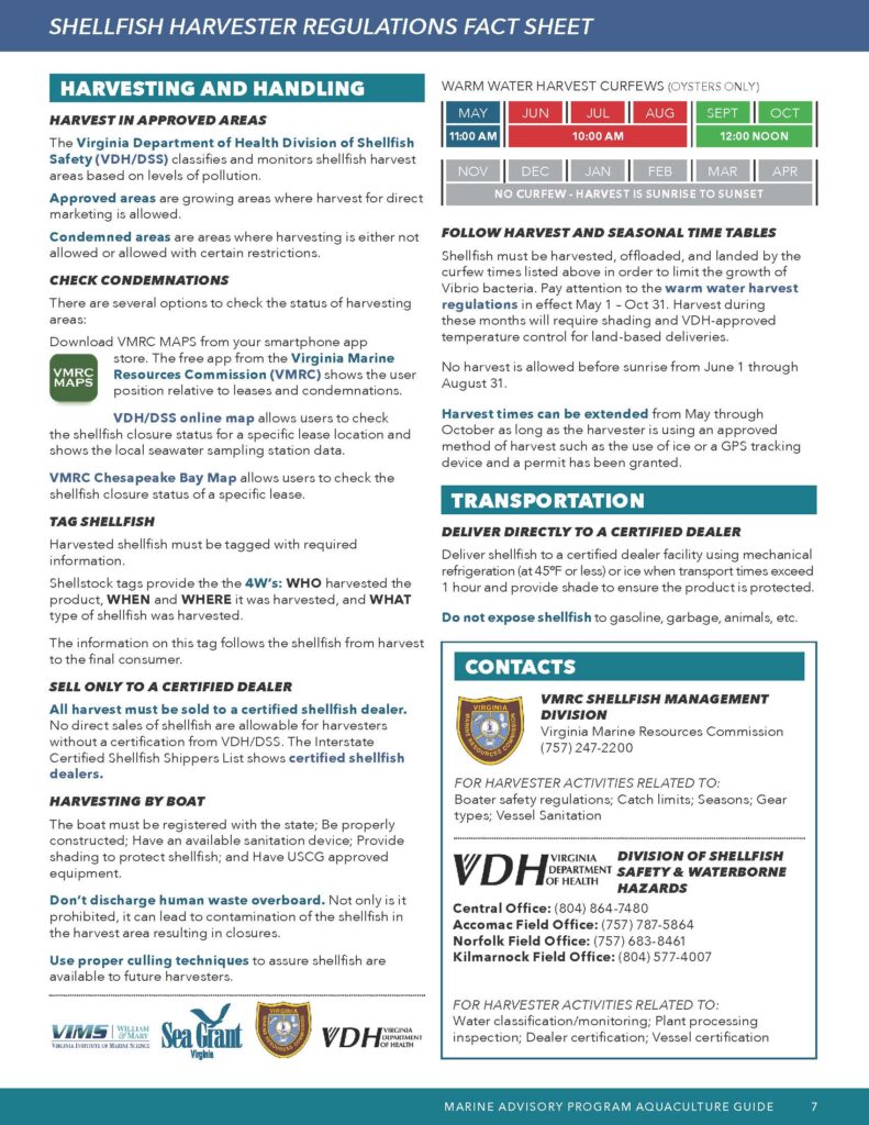 VMRC REQUIREMENTS VIMS MAP VASG Aquaculture Tool